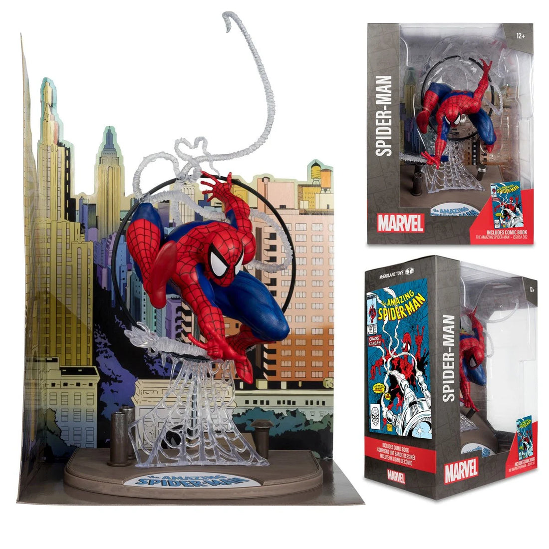 Marvel Wave 1 1:6 Scale Posed Figure with Scene and Comic Case - Spider Man from Spider-Man