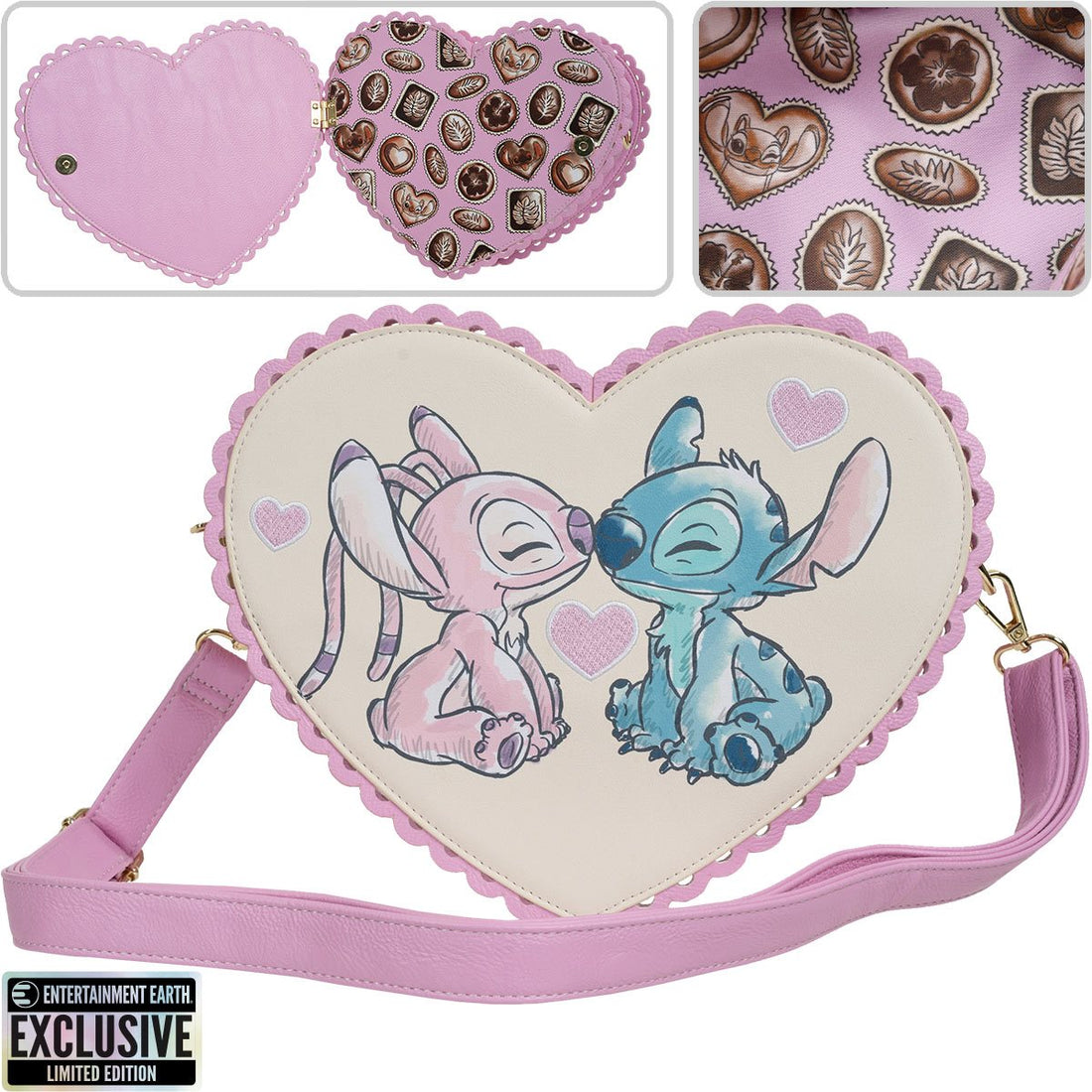 Lilo & Stitch Angel and Stitch Heart Kiss Crossbody Purse - Entertainment Earth Exclusive