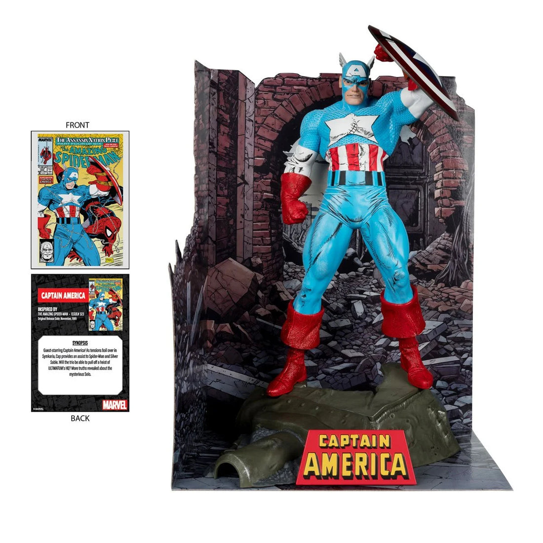 Marvel Wave 1 1:6 Scale Posed Figure with Scene and Comic Case - Captain America from Amazing Spider-Man 