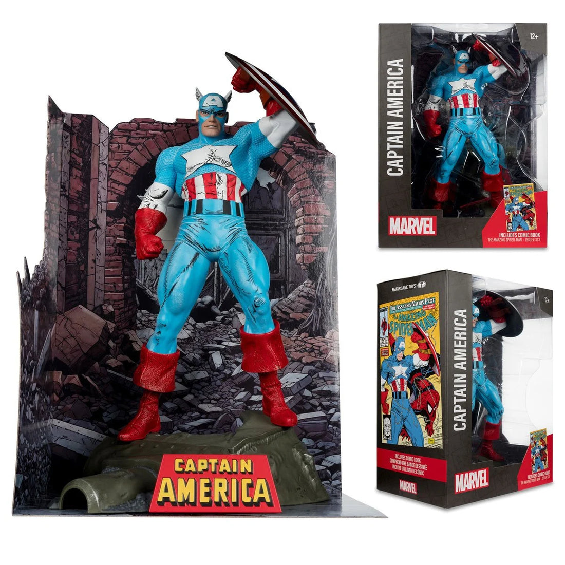 Marvel Wave 1 1:6 Scale Posed Figure with Scene and Comic Case - Captain America from Amazing Spider-Man 