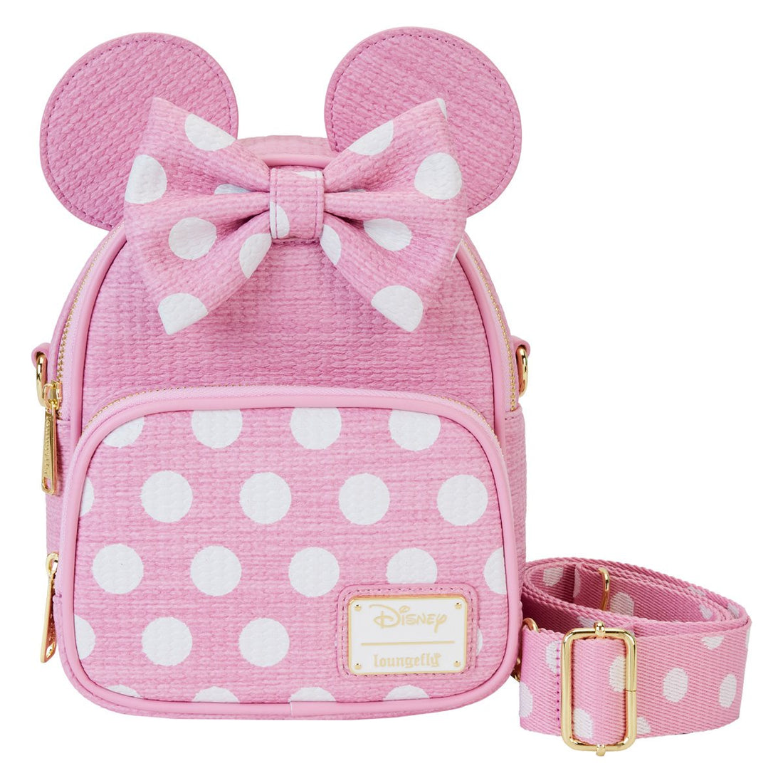 Minnie Mouse Pink Polka Dot Straw Mini Convertible Bag