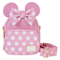 Minnie Mouse Pink Polka Dot Straw Mini Convertible Bag