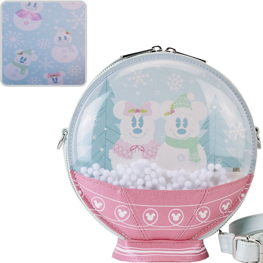 Mickey and Minnie Mouse Winter Snowglobe Crossbody Purse