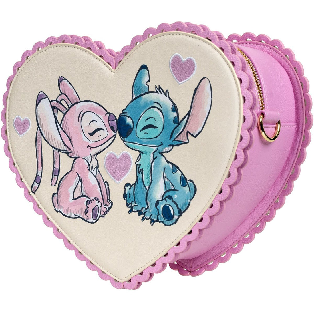 Lilo & Stitch Angel and Stitch Heart Kiss Crossbody Purse - Entertainment Earth Exclusive